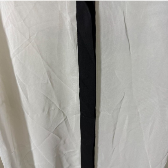 Worthington Sheer Blouse 1X White Black Button Down Long Sleeve Career Top - Picture 3 of 5